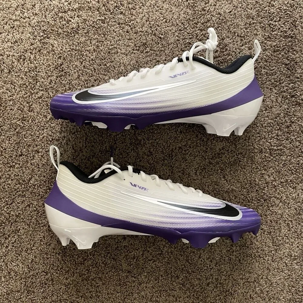 Nike Vapor Speed 3 White Court Purple Football Cleats Mens Size 13 HM8849-101